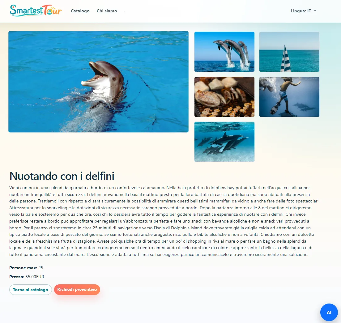 Anteprima di una pagina pubblica tour creata con SmartestTour